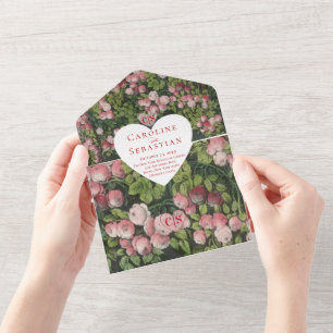Romantische Herz Rose Garden Foto Hochzeit All In One Einladung
