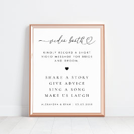 Romantische Herz-Script-Hochzeitsvideostatur Poster