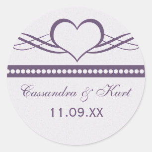 Romantische Herz-Wirbel Hochzeitsticker Runder Aufkleber