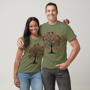 Romantische Herzbaum-Wasserfarben-Illustration T-Shirt