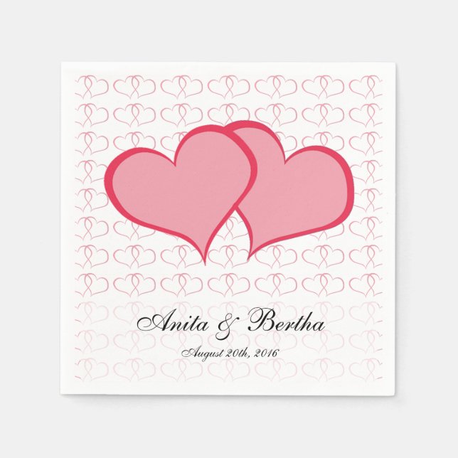 Romantische Herzen Grafik sie rosa Serviette (Vorderseite)