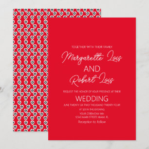 Romantische Herzen Liebe Rot Schwarz Hochzeit  Einladung