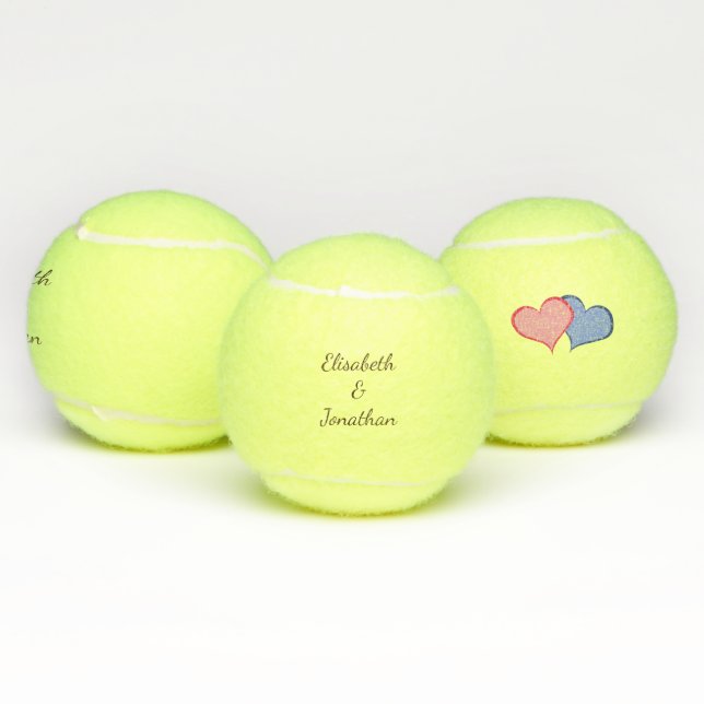 Romantische Herzen mit Text-Namen Tennisbälle (Multi)