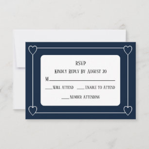Romantische Herzen Moderne dunkelblaue einfache Ho RSVP Karte