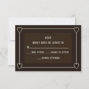Romantische Herzen Moderne dunkelbraune einfache H RSVP Karte