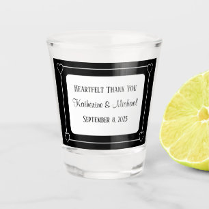 Romantische Herzen Moderne Schwarz-Weiß-Hochzeit Schnapsglas
