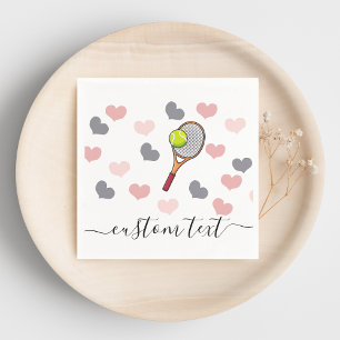 Romantische Herzen & Tennis Racket Kinder Party Ni Serviette