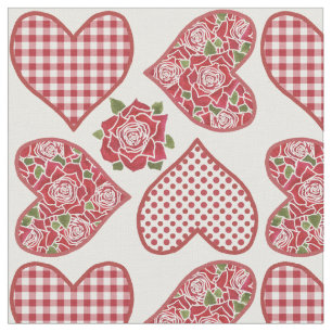 Romantische Herzen und Rosen-Muster-Gewebe Stoff