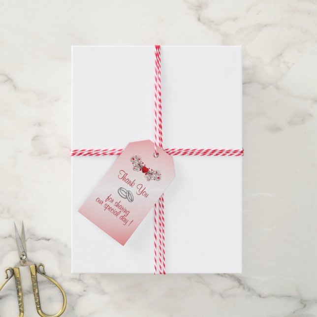 Romantische Herzhochzeit Geschenkanhänger (Mit Garn)