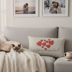 Romantische Herzklopfe Individuelle Namen Pillow f Lendenkissen