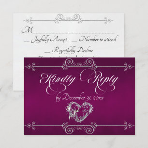 Romantische Herzrolle - Pflaume RSVP Karte