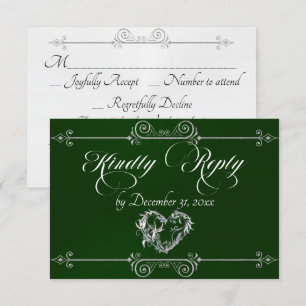 Romantische Herzrolle - Smaragd RSVP Karte