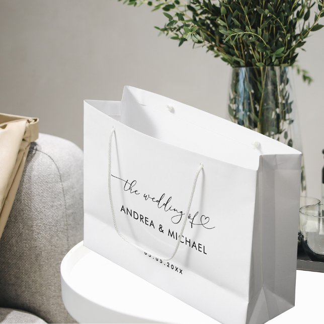 Romantische Herzschrift Minimalistisch der Hochzei Große Geschenktüte (Von Creator hochgeladen)