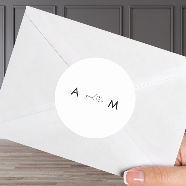 Romantische Herzschrift Minimalistisch Moderne Hoc Runder Aufkleber (Von Creator hochgeladen)