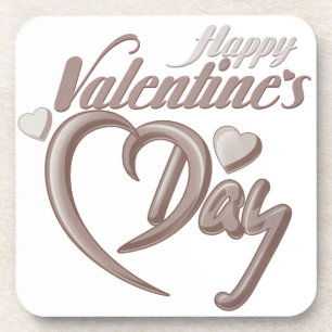 Romantische Herzvalentiner Tagesskripttypografie Getränkeuntersetzer