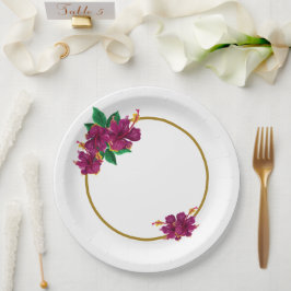Romantische Hibiskus Blume botanisch Pappteller