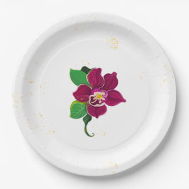 Romantische Hibiskus Blume botanisch Pappteller
