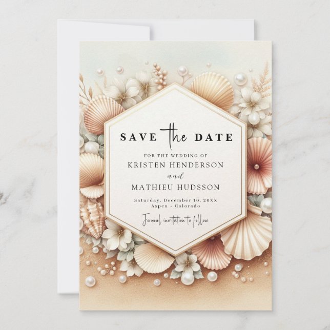 Romantische Hochzeit am Strand Save The Date (Vorderseite)