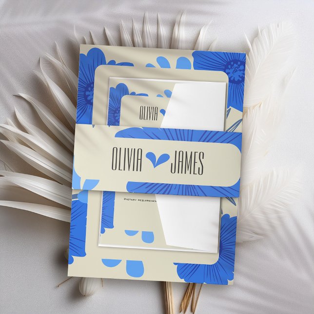 Romantische Hochzeit der Blauen Flora Einladungsbanderole (Von Creator hochgeladen)