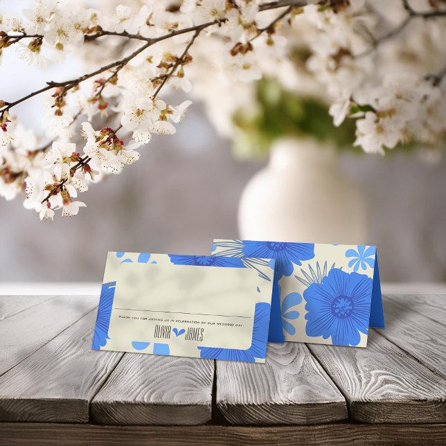 Romantische Hochzeit der Blauen Flora Platzkarte (Von Creator hochgeladen)