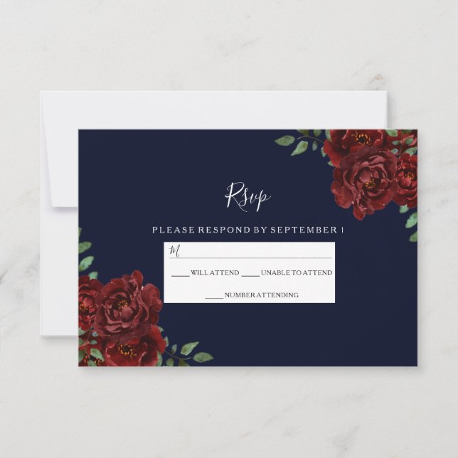 Romantische Hochzeit der Marine und Rote Rose RSVP (Vorderseite)