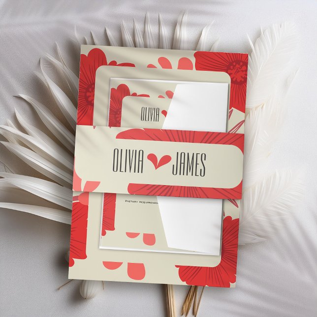 Romantische Hochzeit der Roten Flora Einladungsbanderole (Von Creator hochgeladen)