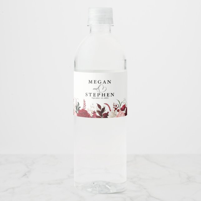 Romantische Hochzeit der Wasserfarbe Burgund (Vorderseite)