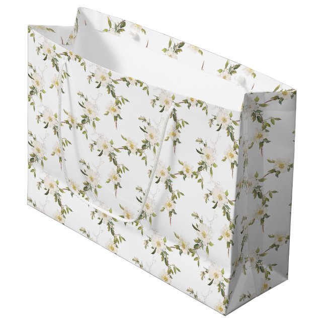 Romantische Hochzeit der Weißen Flora Große Geschenktüte (Vorderseite Schrägansicht)