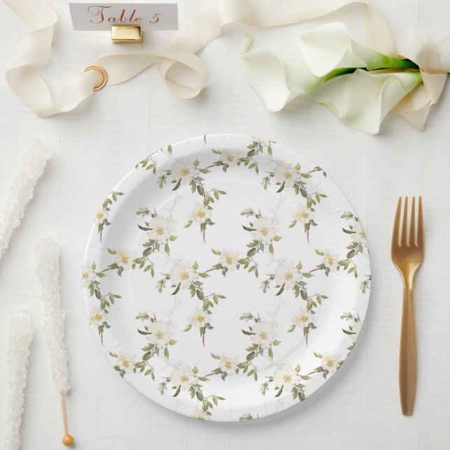 Romantische Hochzeit der Weißen Flora Pappteller (Hochzeit)