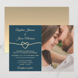 Romantische Hochzeit des blauen Fotos Einladung