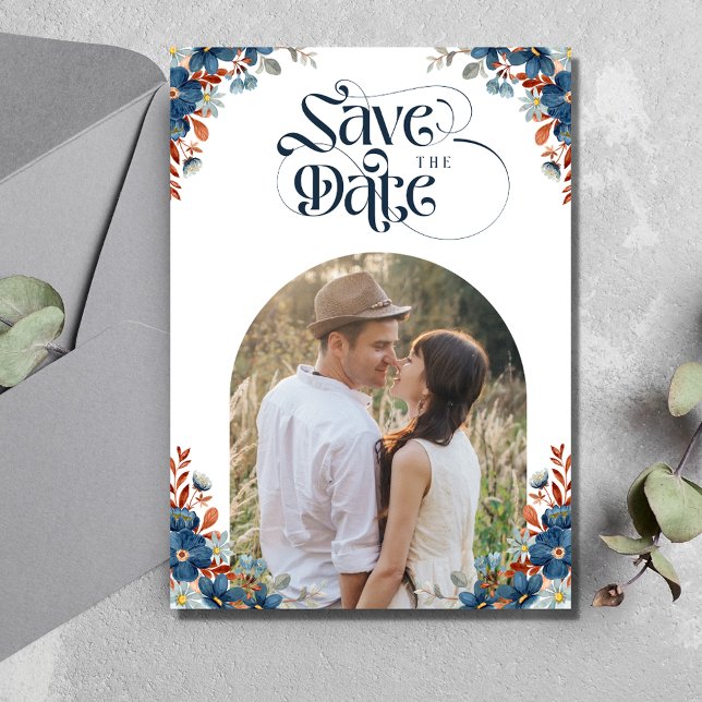 Romantische Hochzeit des Blumenstraums Foto Save The Date (Romantic Floral Arch Photo Wedding Save The Date)