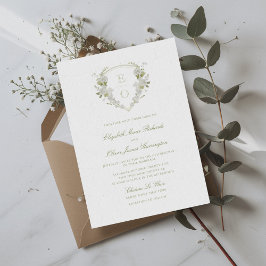 Romantische Hochzeit des Wappen "Green White Flora Einladung