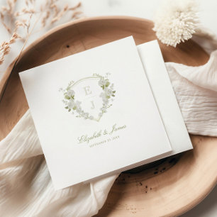 Romantische Hochzeit des Wappen "Green White Flora Serviette