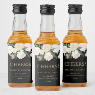 Romantische Hochzeit in Gold und Schwarz Alkoholflaschenetikett