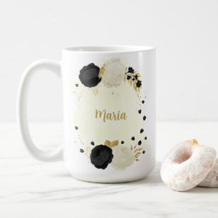 Romantische Hochzeit in Schwarz-Weiß-Blume Kaffeetasse
