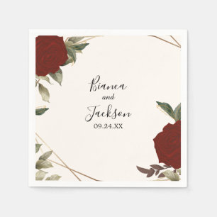 Romantische Hochzeit in tiefer rote Rose Serviette