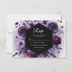 Romantische Hochzeit Lila Blumen RSVP Karte