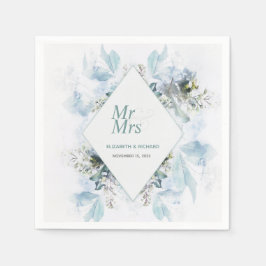 Romantische Hochzeit mit blauer Flora Serviette
