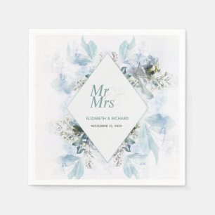 Romantische Hochzeit mit blauer Flora Serviette
