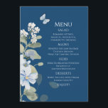 Romantische Hochzeit mit blauer Wasserfarbe Menükarte<br><div class="desc">Romantische Dusty Blue Watercolor Floral Wedding Menü mit dustig blauen Zeltes und Delphinium Blume mit Eukalyptusgrün mit Schmetterlingen. Fügen Sie Ihren benutzerdefinierten Text in elegantem modernes Skript hinzu.View the collection Für Sie entworfen von Evco Studio www.zazzle.com/store/evcostudio</div>