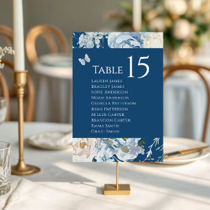 Romantische Hochzeit mit blauer Wasserfarbe Tischnummer