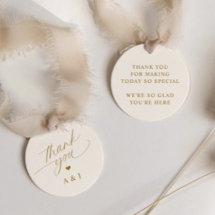 Romantische Hochzeit mit Gold und Elfenbeincreme V Geschenkanhänger