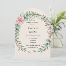 Romantische Hochzeit mit Grünbogen und rosa Blumen