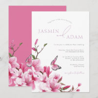 Romantische Hochzeit mit rosa Blüten und Schmetter