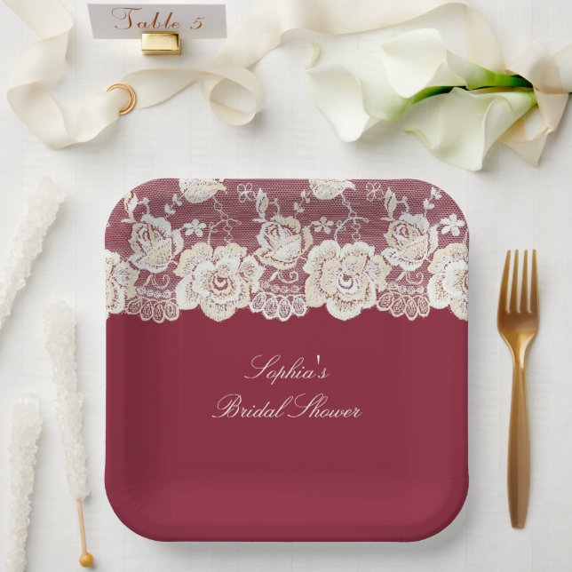 Romantische Hochzeit mit Roter Creme Pappteller (Hochzeit)