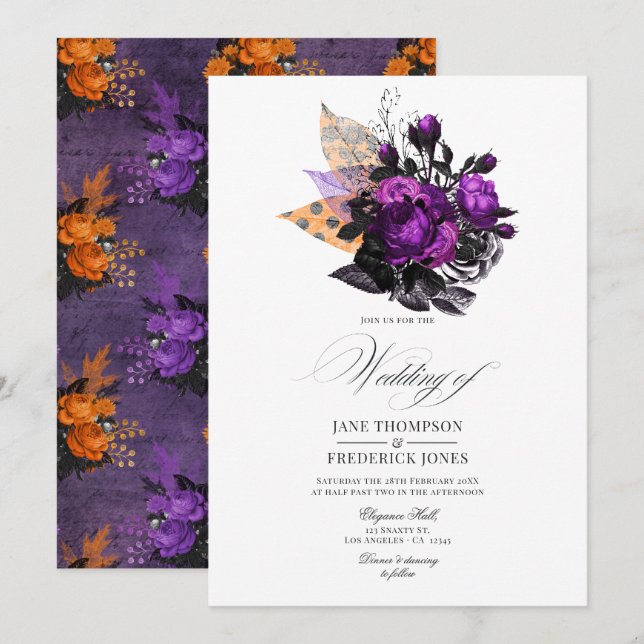 Romantische Hochzeit mit Shabby-Chic Gothic Einladung (Vorne/Hinten)