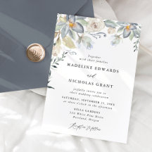 Romantische Hochzeit mit Wasserfarbe Weiß und Blau