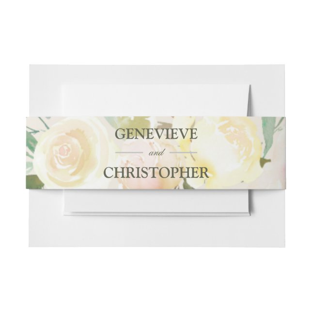 Romantische Hochzeit mit Wasserfarben-Rose Einladungsbanderole (Vorderseite Beispiel)