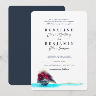 Romantische Hochzeit mit Wasserfarbensegeln Einladung