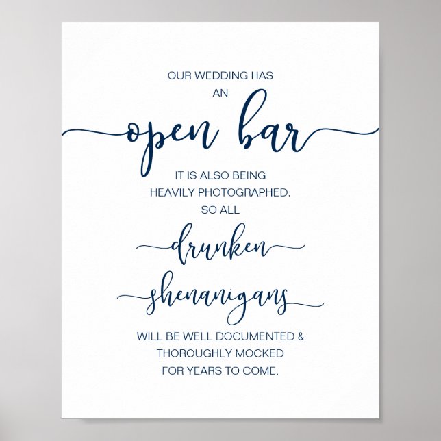 Romantische Hochzeit Offene Bar, betrunkene Sennig Poster (Vorne)